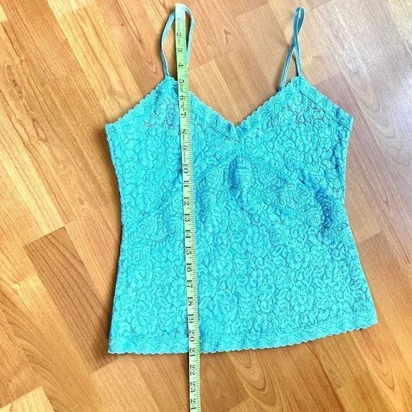 VINTAGE Enchanted Aqua Floral Lace‎ Camisole, Size Large (measures small) - Picture 6 of 7